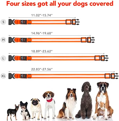 צווארון כלבים LED Vizpet USB נטען אטום למים מתכוונן צווארון כלב צווארון סופר בהיר בטיחות אור צווארונים זוהרים