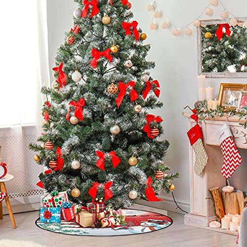 סנטה קלאוס שלג איש חג המולד עץ חג המולד מחצלת עץ עמיד למים שטיח מחצלת מגש מתחת לעץ חג המולד אביזר לקישוט חג המולד אספקת בית