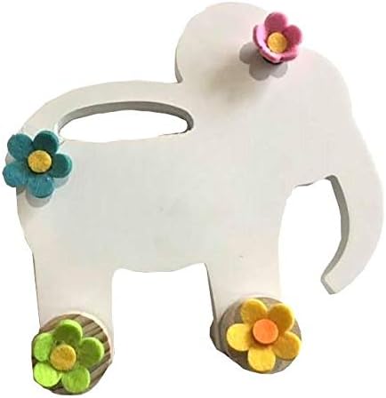 קישוט עץ מתגלגל פיל עם פרחים לחדר ילדים משחק תפאורה
