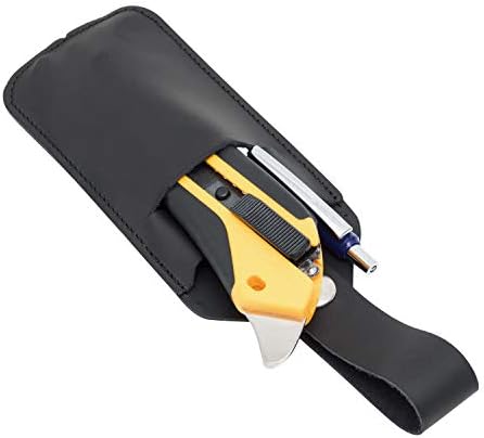 עור הצמד נדן סכין שירות / תיבת קאטר מחזיק עם 3 כיסים עבור ריבוי כלים, עיפרון