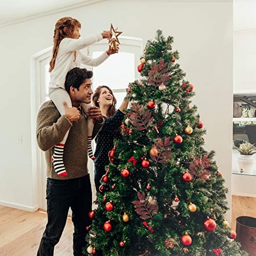 עץ חג המולד של Jojofuny בוחרים 5 יחידות חג המולד מלאכותי עץ חג המולד תליון סימולציה של עלה רוז עיצוב הבית אביזרים