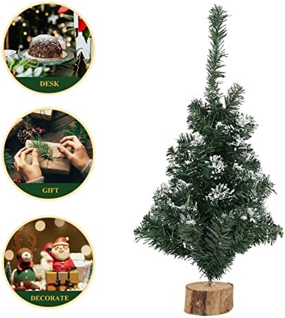 עציץ חג המולד של עמוספון מעוטר עץ חג המולד מלאכותי עץ אורן מושלג עץ חופשה קישוט קישוטי חג מולד