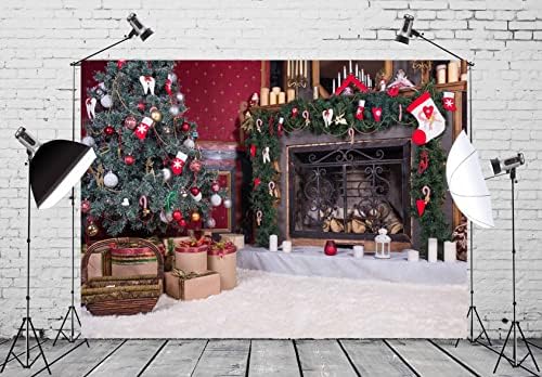 Beleco 10x8ft בד חג המולד תפאורה מקורה צילום תפאורה אח אח חג המולד מתנות עץ רקע לחג המולד לשנה החדשה ציוד מסיבות חג