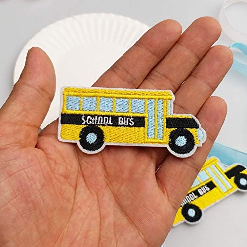 2.8 x1.8 12 יחידות בחזרה לאוטובוס בית הספר ברזל צהוב על טלאים רקומים אפליקציות רקמה מכונה פרויקטים של פרויקטים בנים