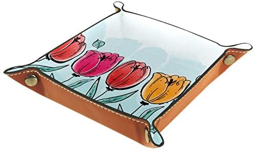 Lyetny ציור ביד צבעוני פרחוני סיכה אדומה מארגן כתום מארגן מגש אחסון קופסת מיטה מיטה קאדי שולחן עבודה שולחן עבודה