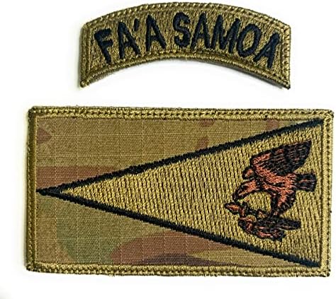 כמעט סמר טלאי דגל סמואה אמריקאי & Fa'a Tap - מורל צבאי טקטי מצחיק רקום וו אטב גיבוי Multicam OCP