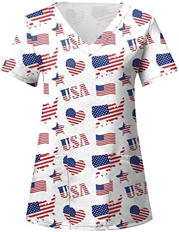 נשים מקרית חולצות עצמאות יום לנשים הדפסת יומי קיץ חולצות לנשים של צווארון גופיות אמריקאי