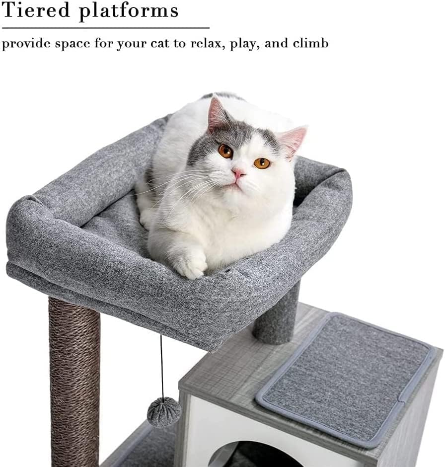 מגרד הודעות עם קפיצת פלטפורמת חתול ריהוט פעילות מרכז לשחק בית אפור