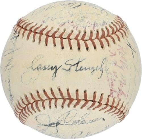 1956 ניו יורק יאנקיס סדרה העולמית אלופת אלופות החתימה על בייסבול מיקי מנטל JSA - כדורי בייסבול חתימה