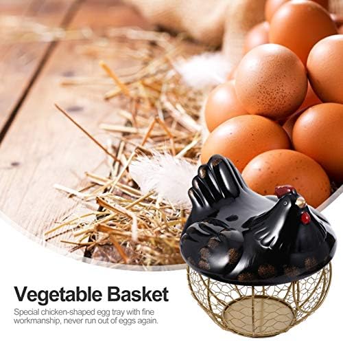 ביצי חוט אחסון סל עוף בצורת תרנגולת מכסה ברזל אמנות ביצי מגש ירקות מיכל ביצים מחזיק למטבח בית סלון זהב
