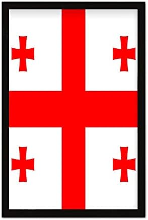 דגל ג'ורג'יה שלט שולחן שחור, מארז 1, ממוסגר, 8x12in נשלח מארהב
