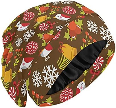 כובע גולגולת כובע שינה כובע כובע מכסה כפיות לנשים בציפורים פעמוני פרחים פרחים חג המולד חורף שנה טובה כובע שינה כובע שיער