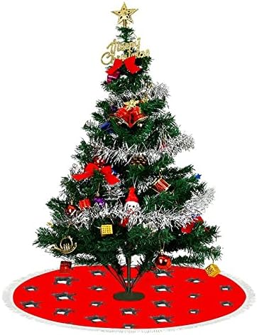 טבל חצאית עץ חג המולד מצחיק בולדוג צרפתי עם גדילים קטיפה קצרה, 3 גדלים