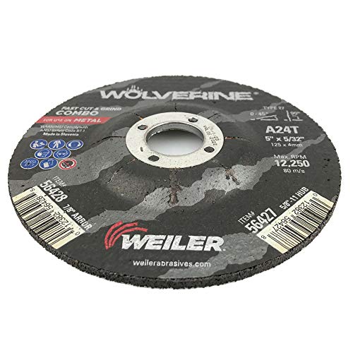 Weiler 56424 Wolverine Type 27 Cut and Gilling Combo גלגל, A24T, 7/8 חור ארבור, 9 x 1/8 , תחמוצת אלומיניום, 9 קוטר