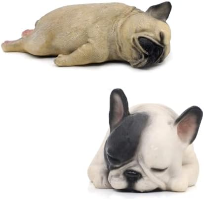 אוסף כלבלב של שעה נוחה, פריטי אספנות מיניאטוריים לכלבים ישנים ושקר שינה פסלון בולדוג צרפתי