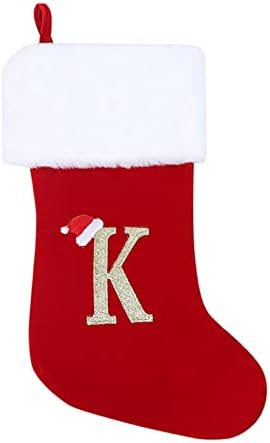 מונוגרמה גרבי חג המולד גרב קישוט גרב קלאסי בהתאמה אישית לקישוט גרביים לחג משפחתי אופי אלפבית חרוזי חג מולד