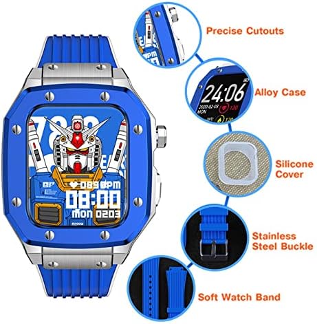 סגסוגת Housy Watch Watch Strap לסדרת Apple Watch 7 6 5 4 SE 45 ממ 44 ממ 42 ממ יוקרה מתכת גומי נירוסטה שעון