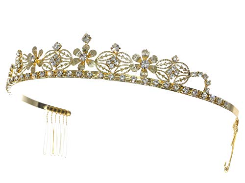 סמקי זהב מתכת פרח ריינסטון קריסטל חתונה כלה נזר כתר לא 1280_