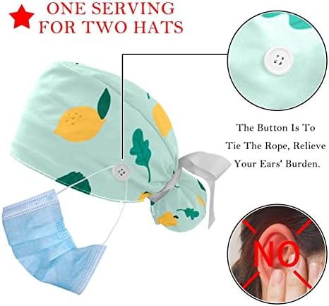 2 חבילות כובעי עבודה מתכווננים, כובע בופנט עם כפתורים, כובעי קרצוף של פס נמתחים לאחור לגברים נשים ילדה