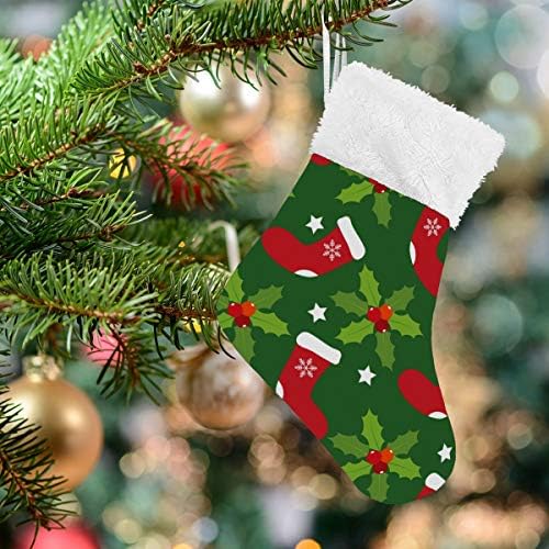 גרבי חג המולד של Alaza חג המולד גרב אדום הולי משאיר פירות יער קישוטים קלאסיים בהתאמה אישית של גרביים קטנים לעיצוב המסיבות של
