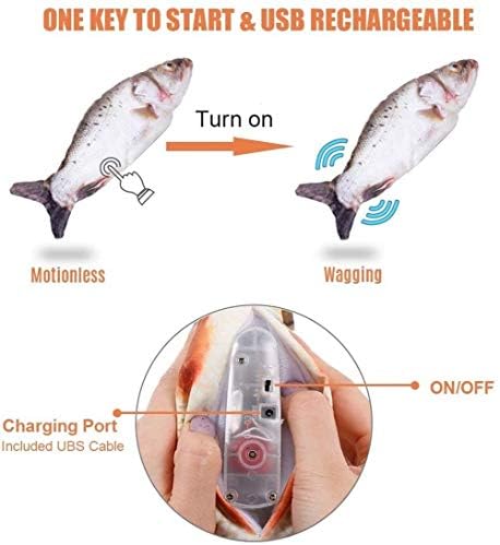 XJXJ דגים חשמליים צעצוע מקורה צעצוע מקורה לילדים חתולי ילדים סימולציה דגים קטיפה רוקדים דגים חתול צעצוע USB מטען אינטראקטיבי
