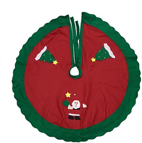 PRETYZOOM 86 סמ בית חג המולד חצאית עץ עגולה עם דפוס סנטה קלאוס חג המולד מעגל עיגול עיגול כיסוי עץ חג המולד קישוטים קישוטים