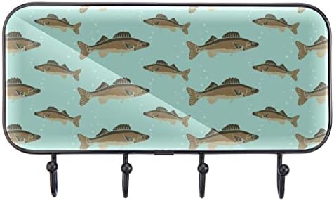 דגי דגים דפוסים דפוס מעיל דפוס מעיל קיר קיר, מתלה מעיל כניסה עם 4 חיבור לעיל מעיל גלימות ארנק מגבות כניסה לחדר אמבטיה סלון