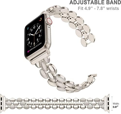 Moolia תואם לפס שעון Apple 38 ממ 40 ממ 41 ממ אופנה מתכתית נשים צמיד רצועת רצועה לסדרת Iwatch 8/7/6/5/4/3/2/1 Starlight