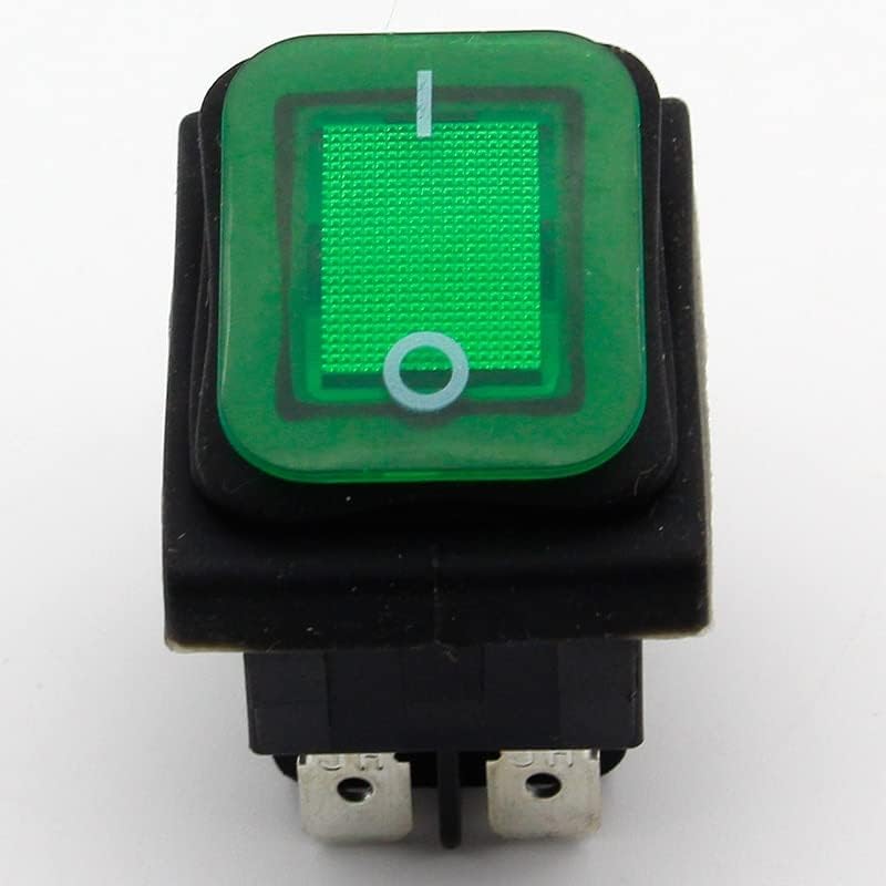 1 pc ירוק נדנדה אטום למים מתג מתג מתג IP55 4pin 2position AC250V/16A LED מואר