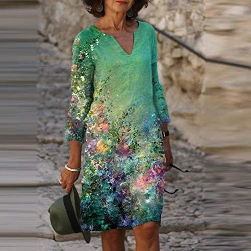 נשים 2023 קיץ שמלה מזדמן אלגנטי בוהמי פרחוני הדפסת צווארון קצר שרוול חוף שמלה