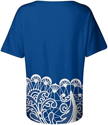 פג ' וק נשים מודפס חולצות 2023 מקרית סניק פרחים חולצה קיץ חור מנעול צווארון עגול חולצה רופף קצר שרוול טוניקת