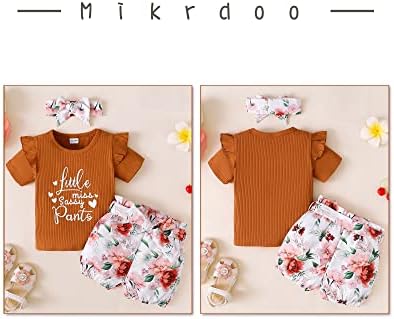 Mikrdoo בגדי תינוקות פעוטות ילדות תלבושות שרוול קצר חולצה מכנסיים קצרים הגדר בגדי ילדה קטנה בקיץ