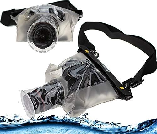Navitech צהוב DSLR SLR עמיד למים מארז דיור מתחת למים/כיסוי שקית שקית יבש תואמת ל- Canon EOS 77D