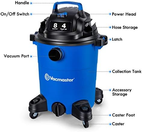 Vacmaster 4 שיא HP 8 ליטר שואב אבק רטוב יבש רטוב משקל קל משקל עוצמתי חנות יניקה ואקום עם פונקציה של מפוח לשיער