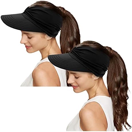 כובע מגן שמש לנשים קוקו קוקו ספורט כובע הגנה מפני UV רחב שוליים כובעי מגן עליונים ריקים לחוף חיצוני