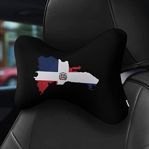 מפת הרפובליקה הדומיניקנית דגל דגל מכונית כרית צוואר 2 מחשבים נושמים צוואר נשימה כרית מנוחה