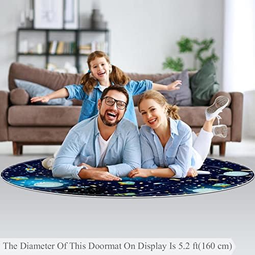 Llnsupply בגודל גדול 4 רגל ילדים עגולים אזור משחק שטיח שטיח מצוירים כוכבי מרחב כוכבי כוכבים כוכבי שטיח משתלה