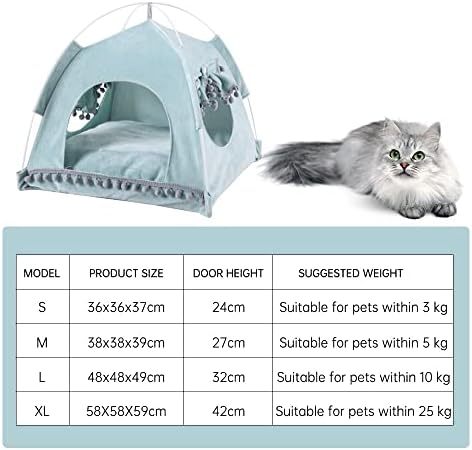 WODMB בית חיות מחמד בית חתולים מיטת טפי ניידים עם כרית רכה עבה זמינה לטיול גור כלבים חיצוני פנימה