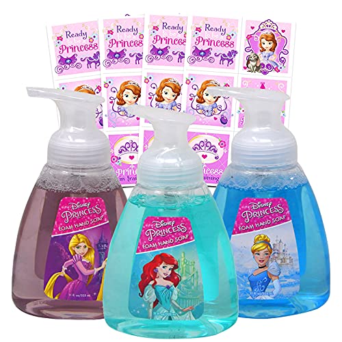 קלאסי דיסני נסיכת קצף יד סבון בתפזורת צרור-3 חבילה מגוון עבור בנות, בנים, ילדים עם נוסף מדבקת נוזל