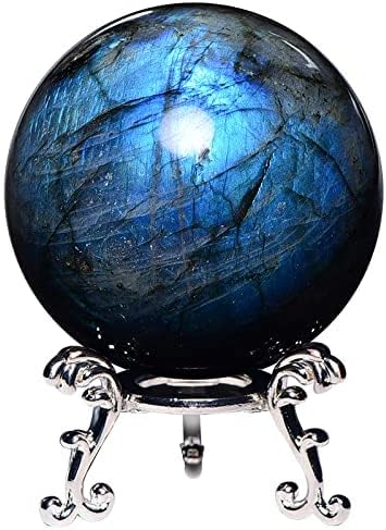 כדור טבעי לברדוריט ריפוי כדור קריסטל לעיצוב שולחן משרדי ביתי מזל טוב רייקי איזון אבני חן + הכן ...