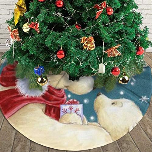 Lveshop חג שמח דוב מקסים חצאית עץ חג המולד יוקרה עגול מקורה מחצלת חיצונית כפרי חג המולד עץ עץ קישוטי חג （30 /36 /48 שלושה