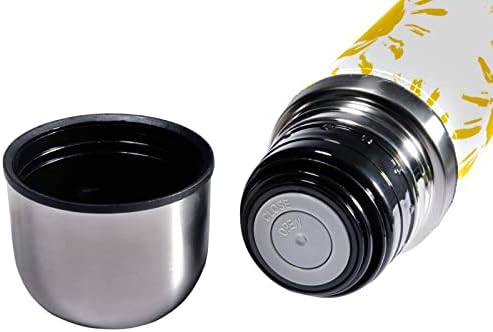 SDFSDFSD 17 גרם ואקום מבודד נירוסטה בקבוק מים ספורט קפה ספל ספל ספל עור מקורי עטוף BPA בחינם, דפוס שמש צהוב שמש נמשך