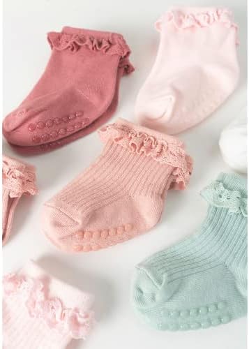 בנות פעוטות בנות אנטי גרביים - עיצוב פרע פרעות ללא החלקה עם אחיזות לתינוק 0-3 שנים