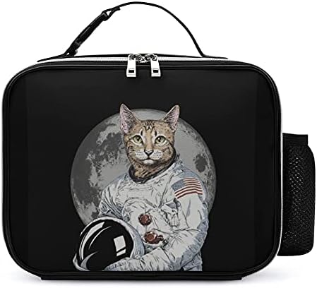 מצחיק הברנש חתול אסטרונאוט לשימוש חוזר הצהריים תיק מבודד הצהריים תיבת מיכל עבור משרד עבודת פיקניק נסיעות עם ידית