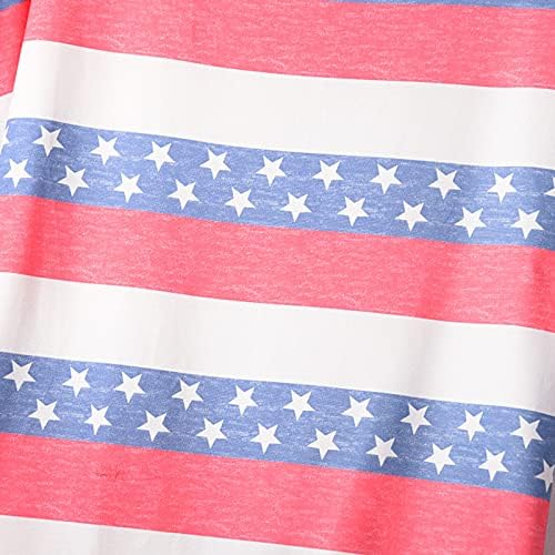 צמרות נשים לקיץ 2023 פסים פטריוטיים כוכב אמריקאי דגל כפתור צווארון צווארון צווארון צוואר שרוול קצר