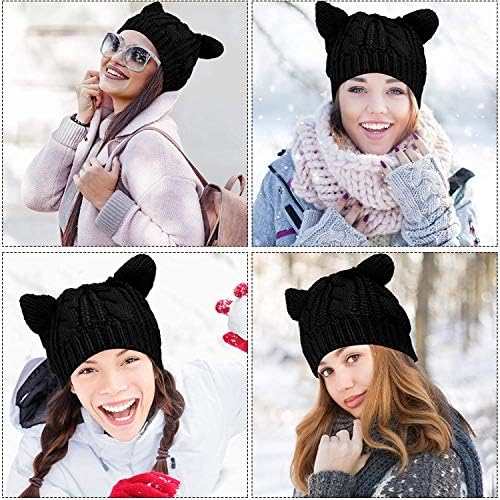 נשים בנות בני נוער חמוד חתול קיטי אוזני כובעים, חורף חם צמר סרוג סרוג חג המולד סקי כפת כיסויי ראש