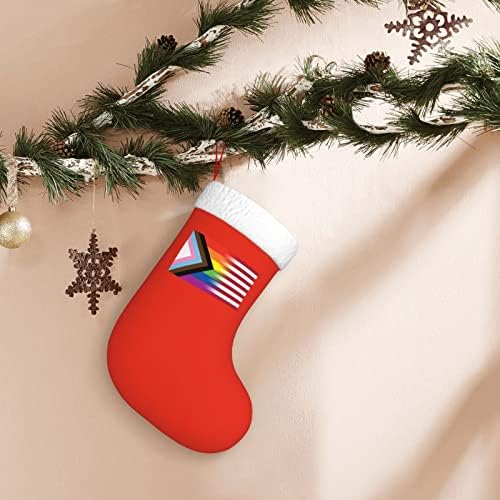 TZT אמריקאי הומואים דגל קשת גרבי חג המולד, מתנות למסיבת חג חג המולד לקישוטי חג משפחתיים 18 אינץ '