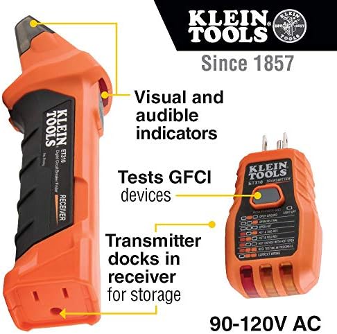 Klein Tools Cl120VP ערכת בדיקת מתח חשמלי וערכת כלים של מפסק מפסק 80016 עם אביזרים, סט 2 חלקים, כוללת CAT. לא. ET310 וחתול.