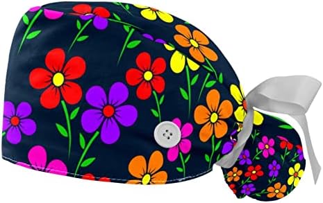 Yidax 2 חתיכות פרחים כובע עבודה עם כפתורים ועניבת סרט לנשים