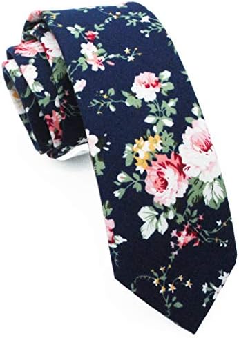 זנקסוס גברים מקרית סקיני פרחוני עניבה קומבו סט עם פרח כיס כיכר 2 סוטים כותנה עניבה יד עשה
